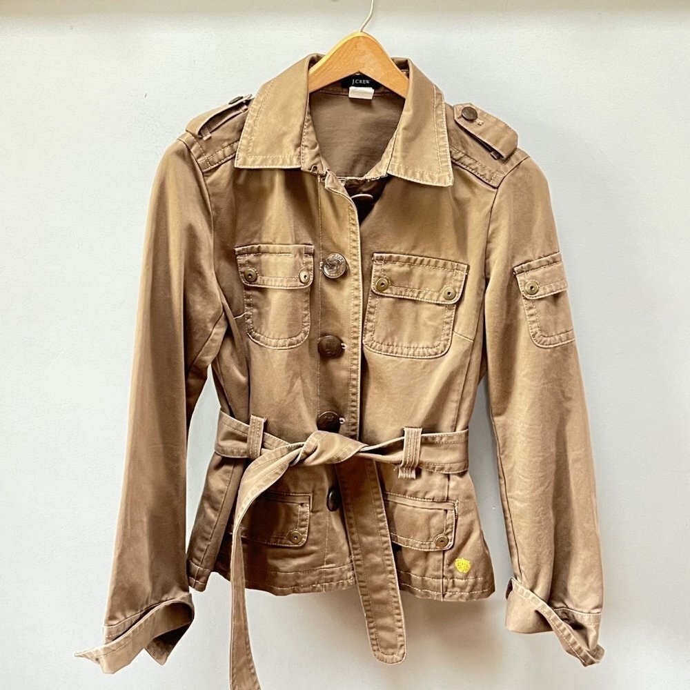 J. Crew Brown Belted‎ Utility / Military Jacket- Size S